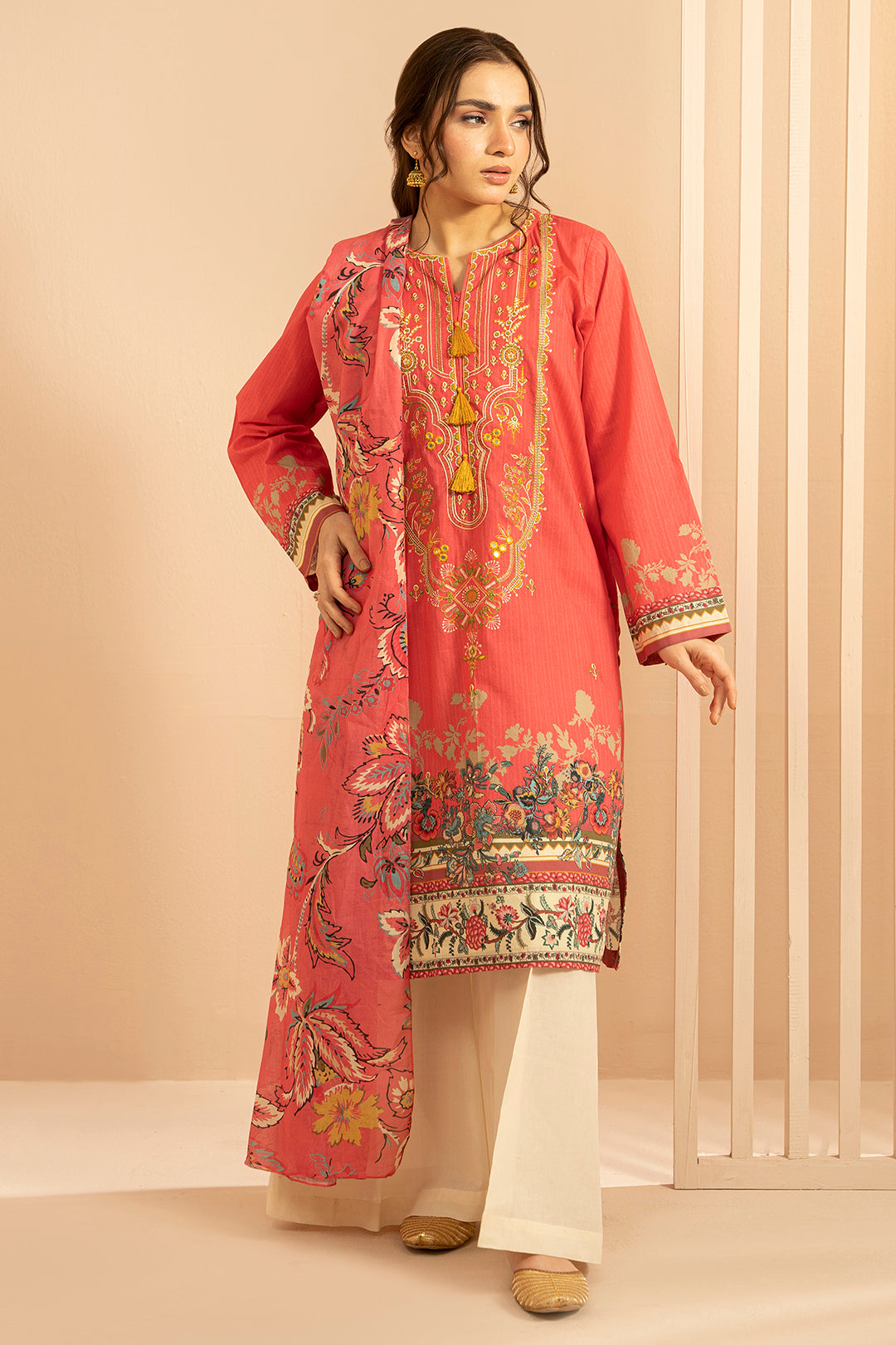 Embroidered Kurta Dupatta - 1477