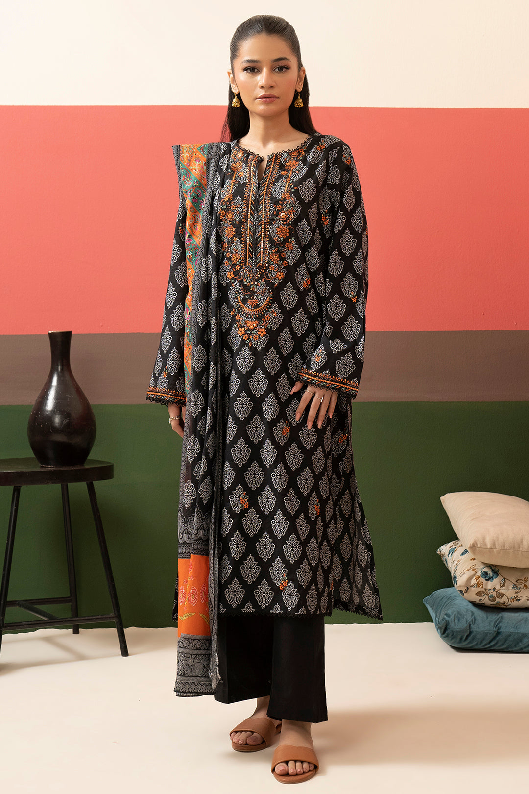 Embroidered Kurta Dupatta - 1506