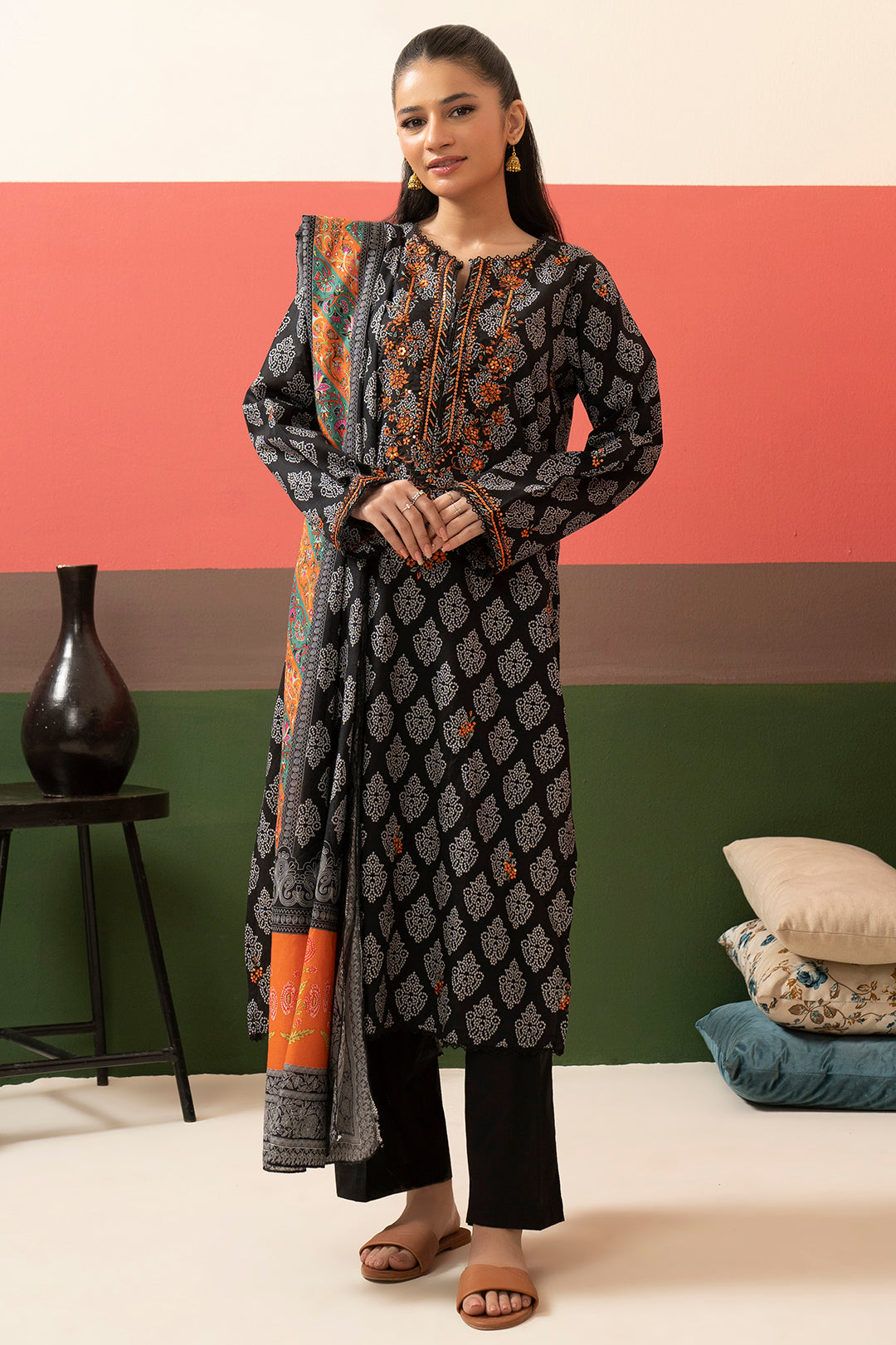 Embroidered Kurta Dupatta - 1506