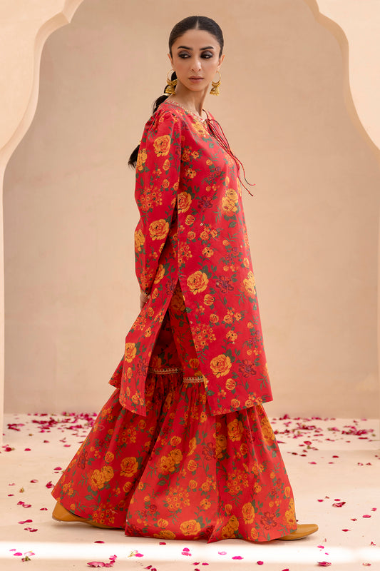 Embroidered Gharara Suit - 1512