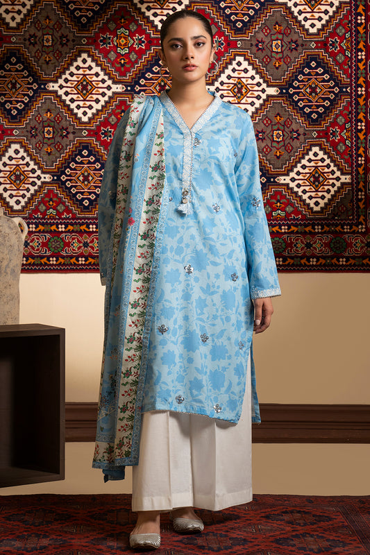 Embroidered Kurta Dupatta - 1609