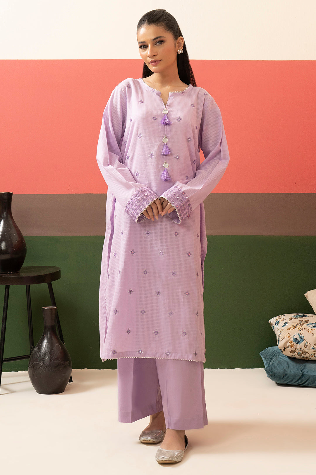 Embroidered Kurta Trouser - 1613
