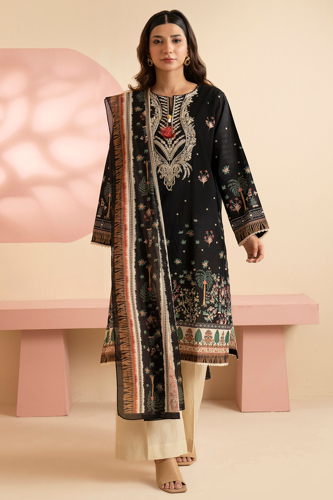 Embroidered Kurta Dupatta - 1808