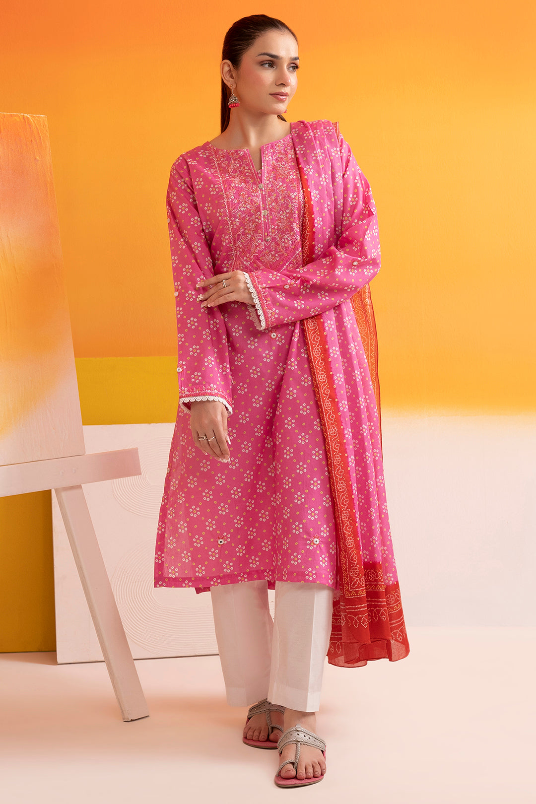 Embroidered Kurta Dupatta - 1809