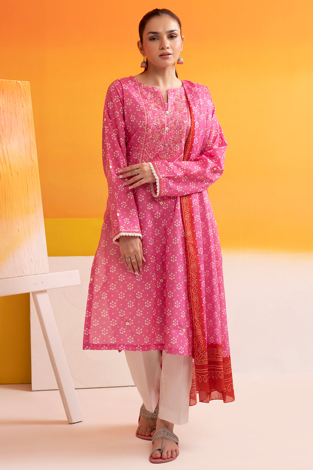 Embroidered Kurta Dupatta - 1809