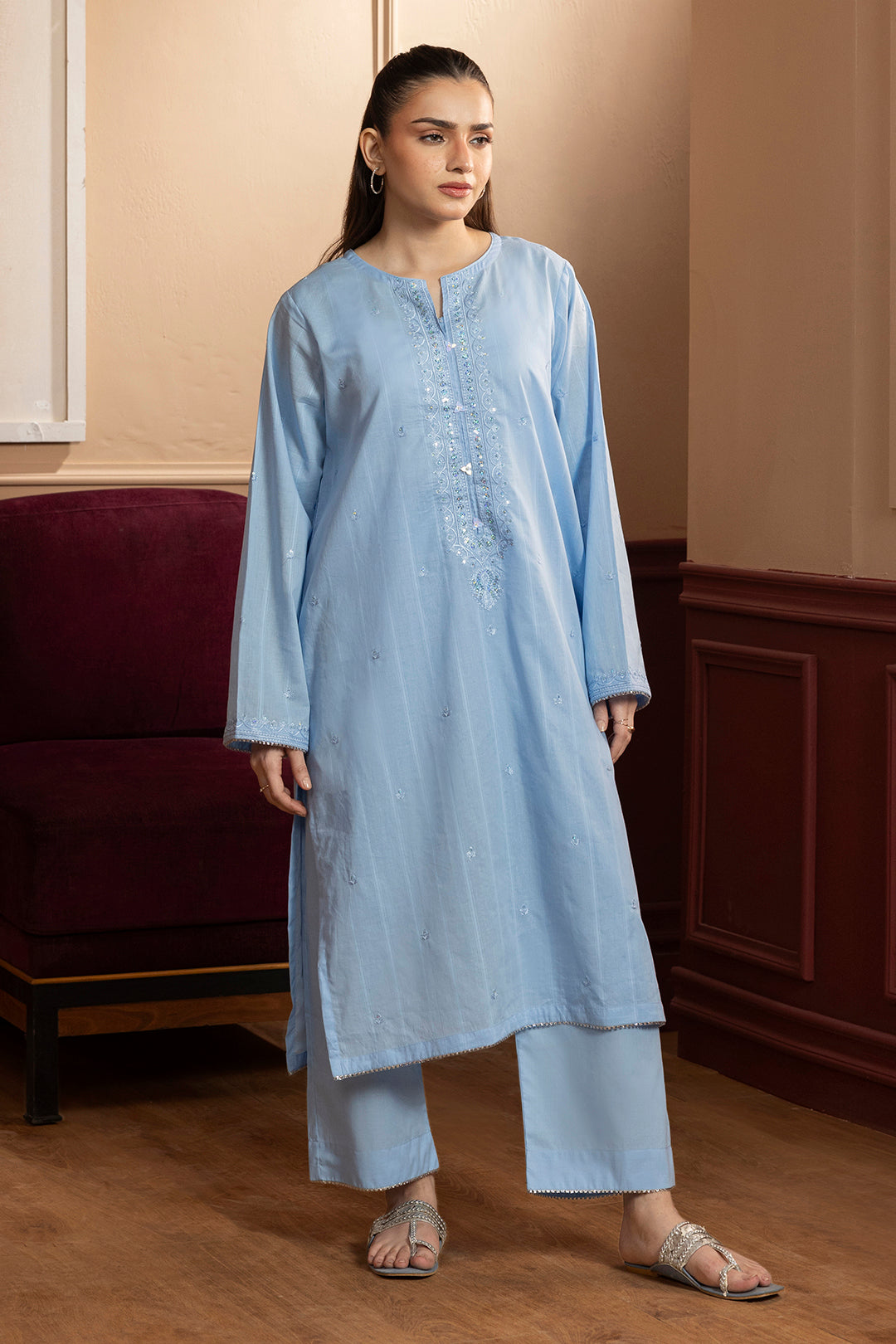 Embroidered Kurta Trouser - 1821