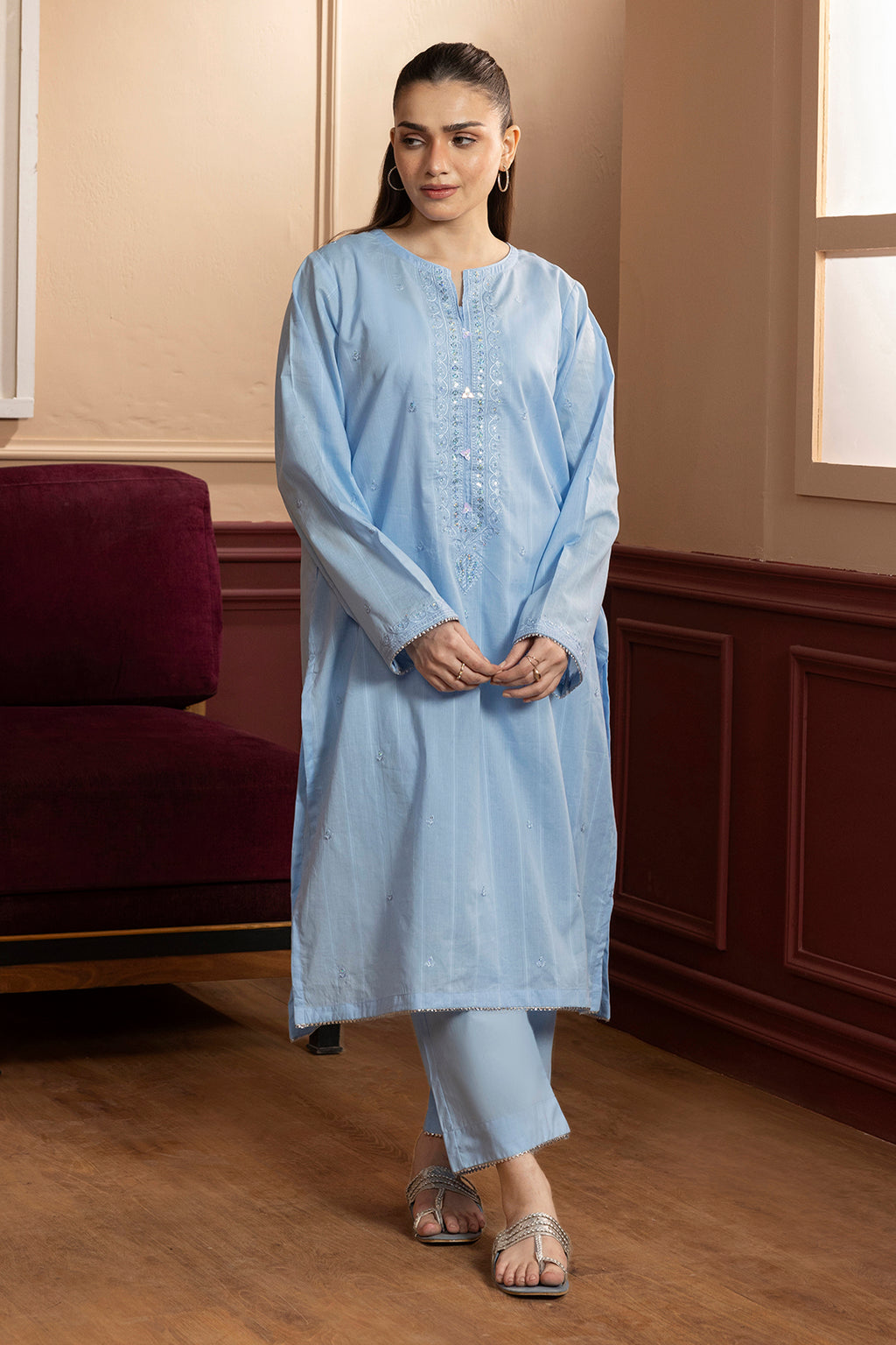 Embroidered Kurta Trouser - 1821