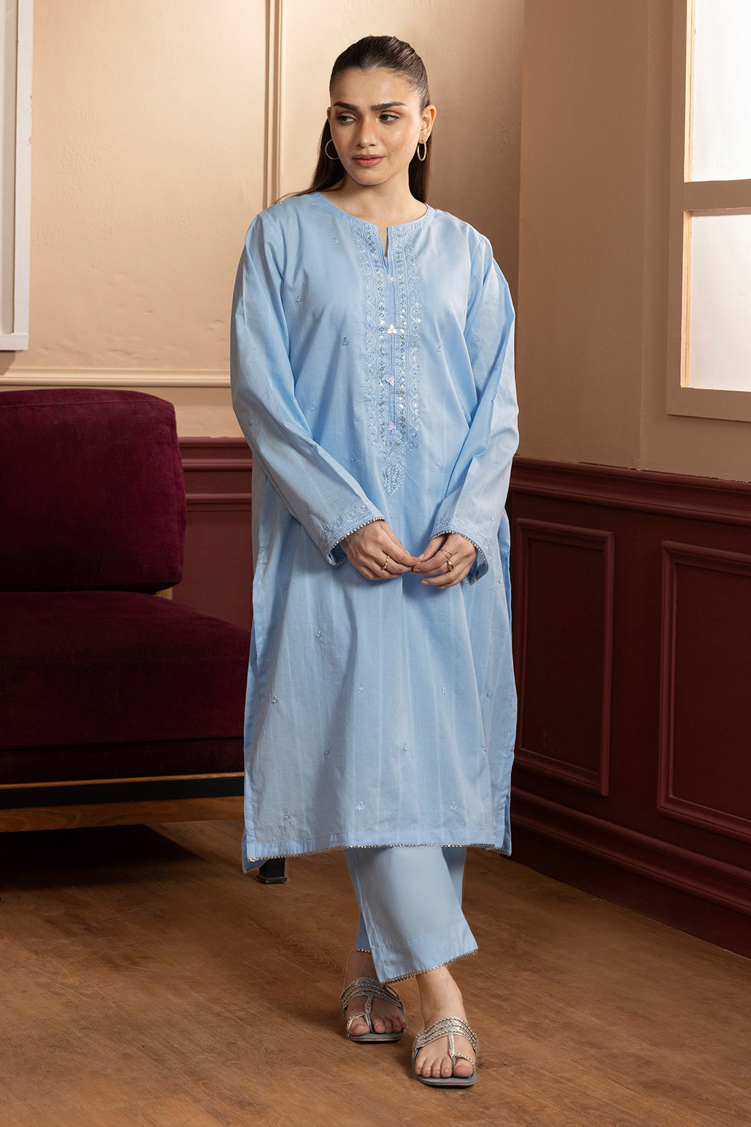 Embroidered Kurta Trouser - 1821