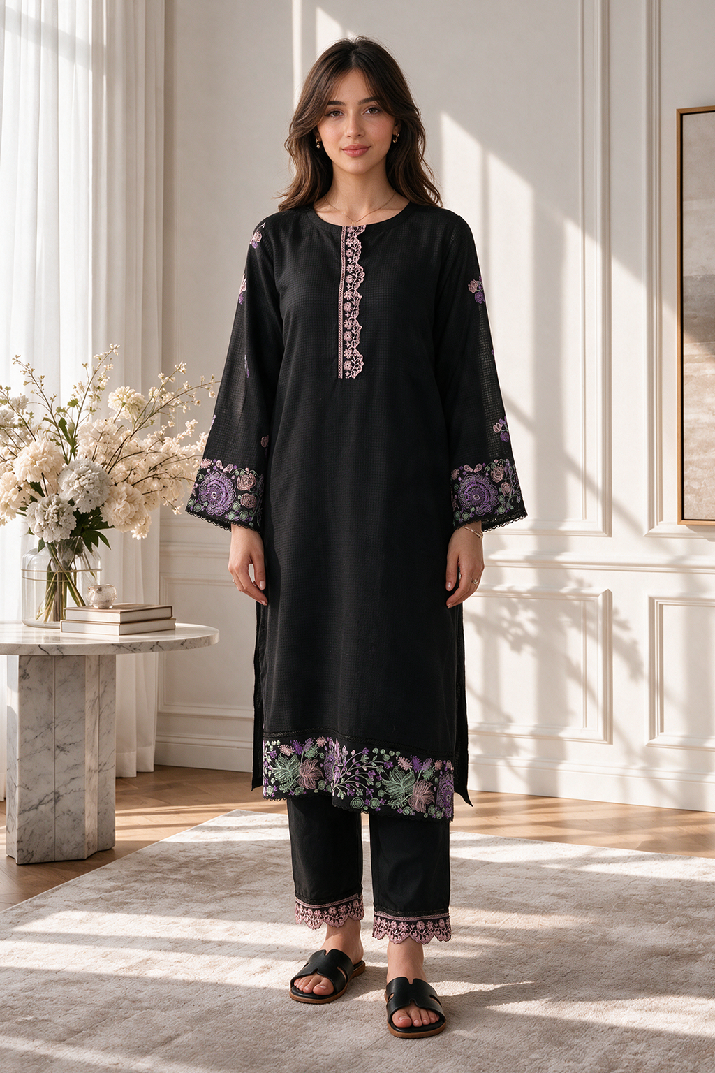 Embroidered Kurta Trouser - 2244