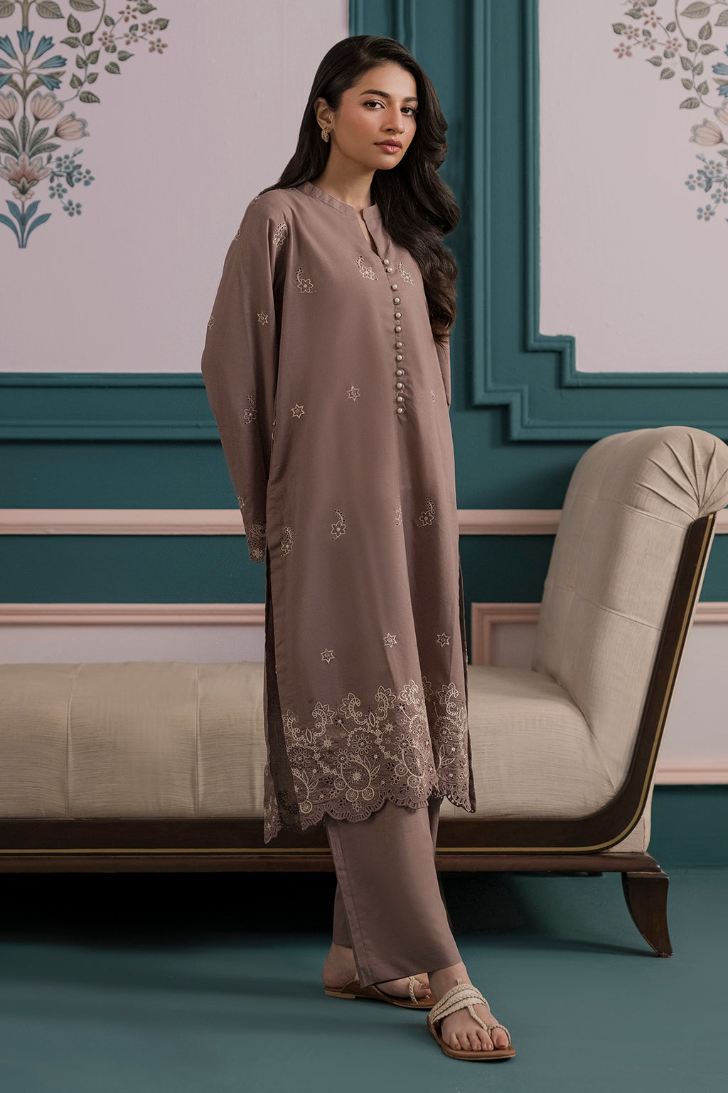 Embroidered Kurta Trouser - 2602