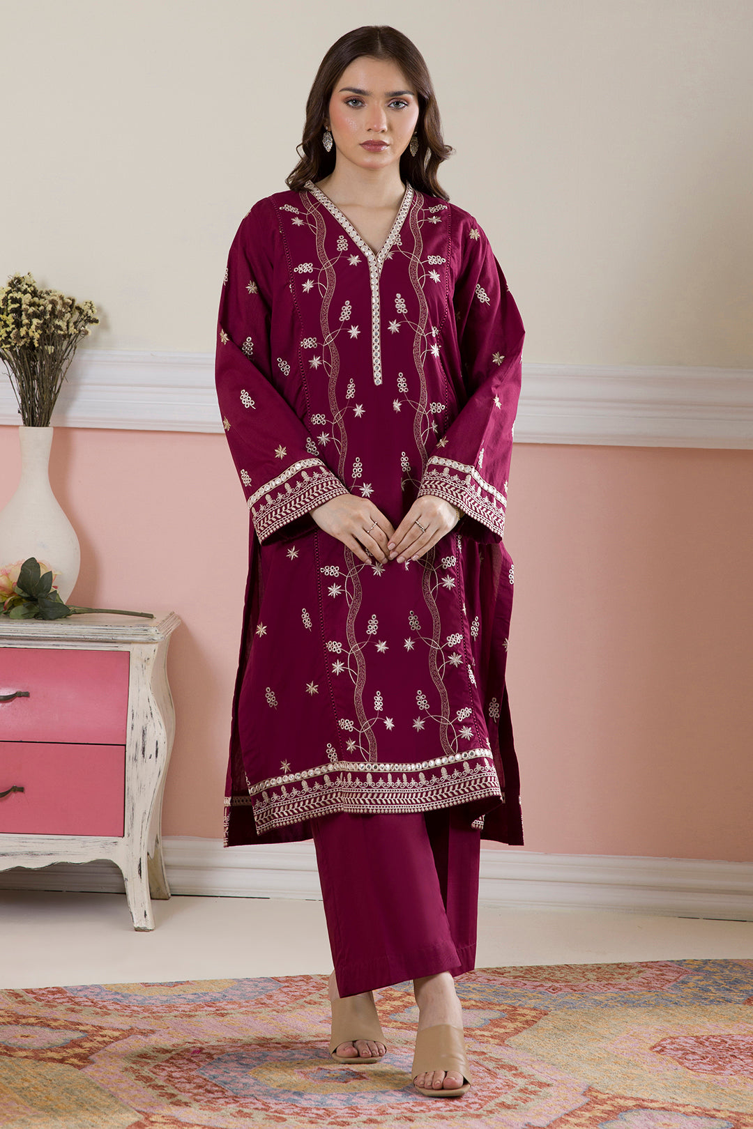 Embroidered Kurta Trouser - 2603