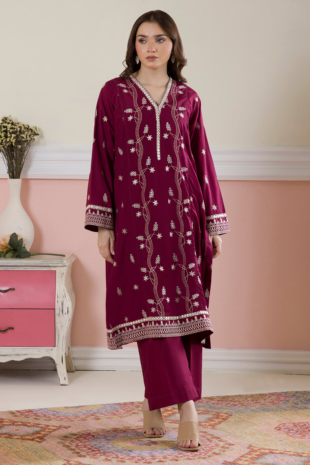 Embroidered Kurta Trouser - 2603
