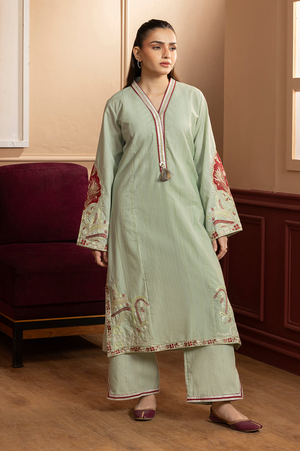 Embroidered Kurta Trouser - 2660