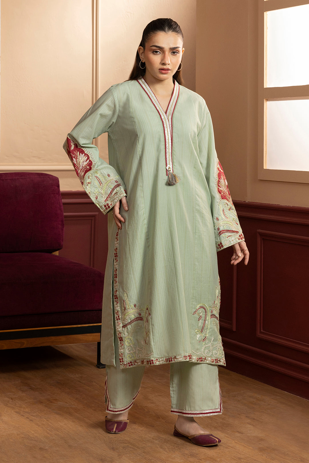 Embroidered Kurta Trouser - 2660