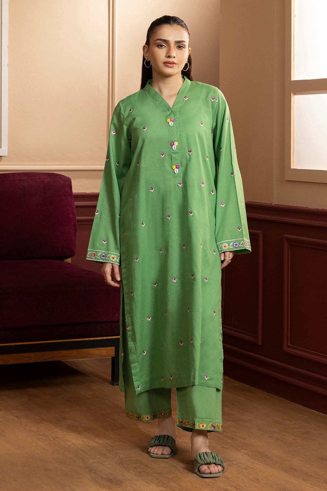 Embroidered Kurta Trouser - 2678
