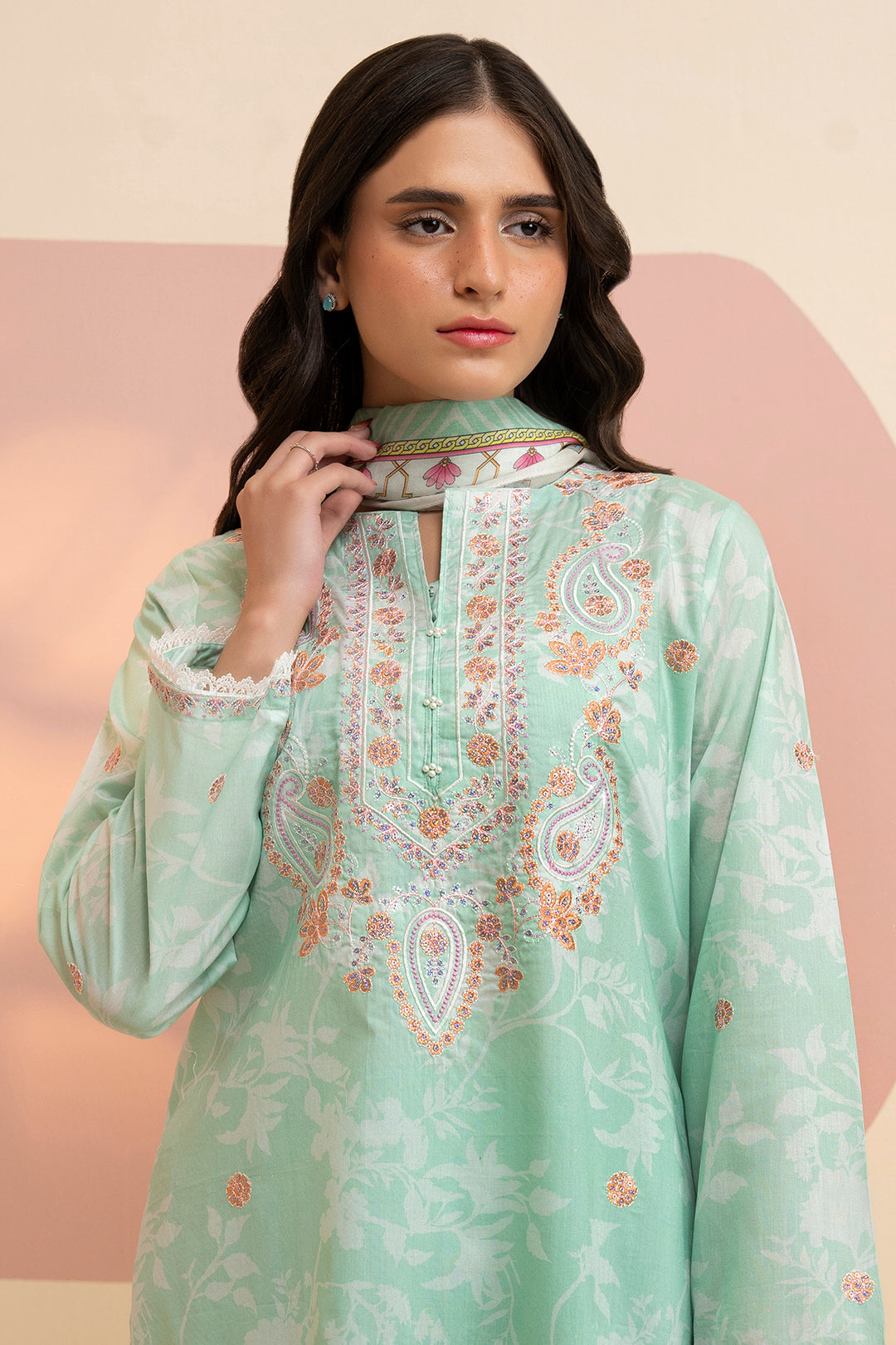 Embroidered Kurta Dupatta Trouser - 1455