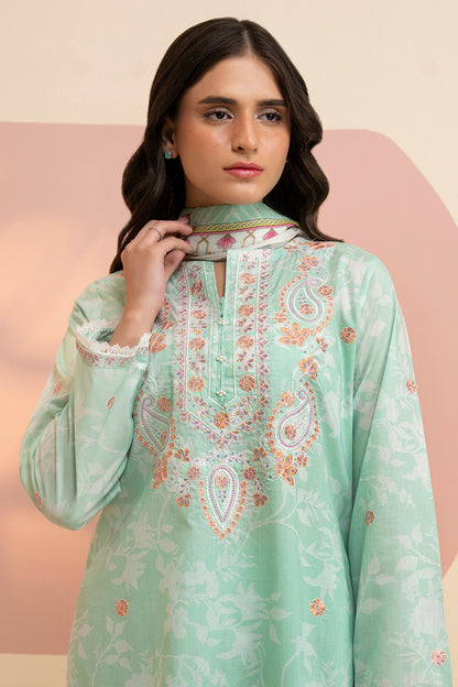 Embroidered Kurta Dupatta Trouser - 1455