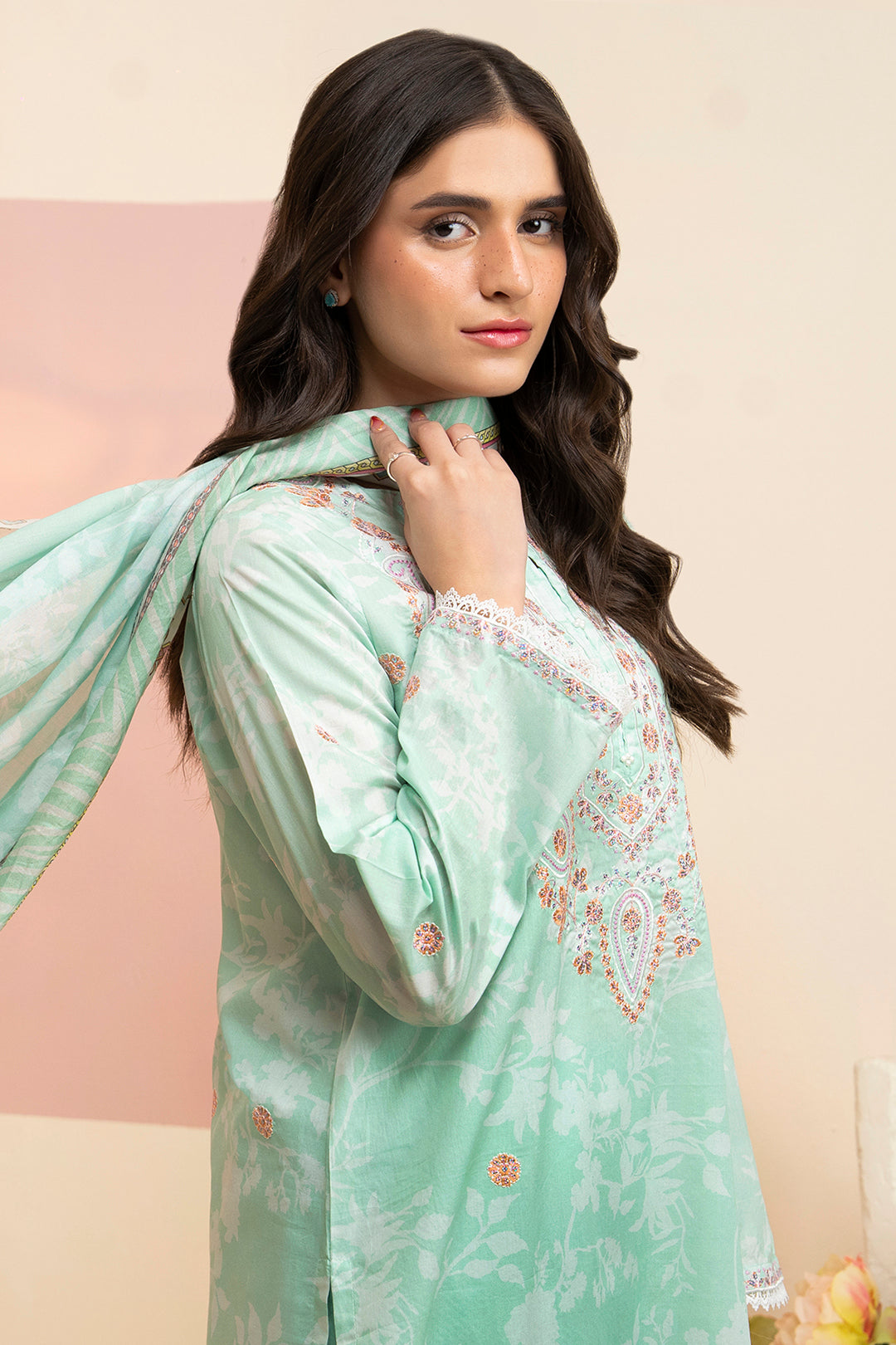 Embroidered Kurta Dupatta Trouser - 1455