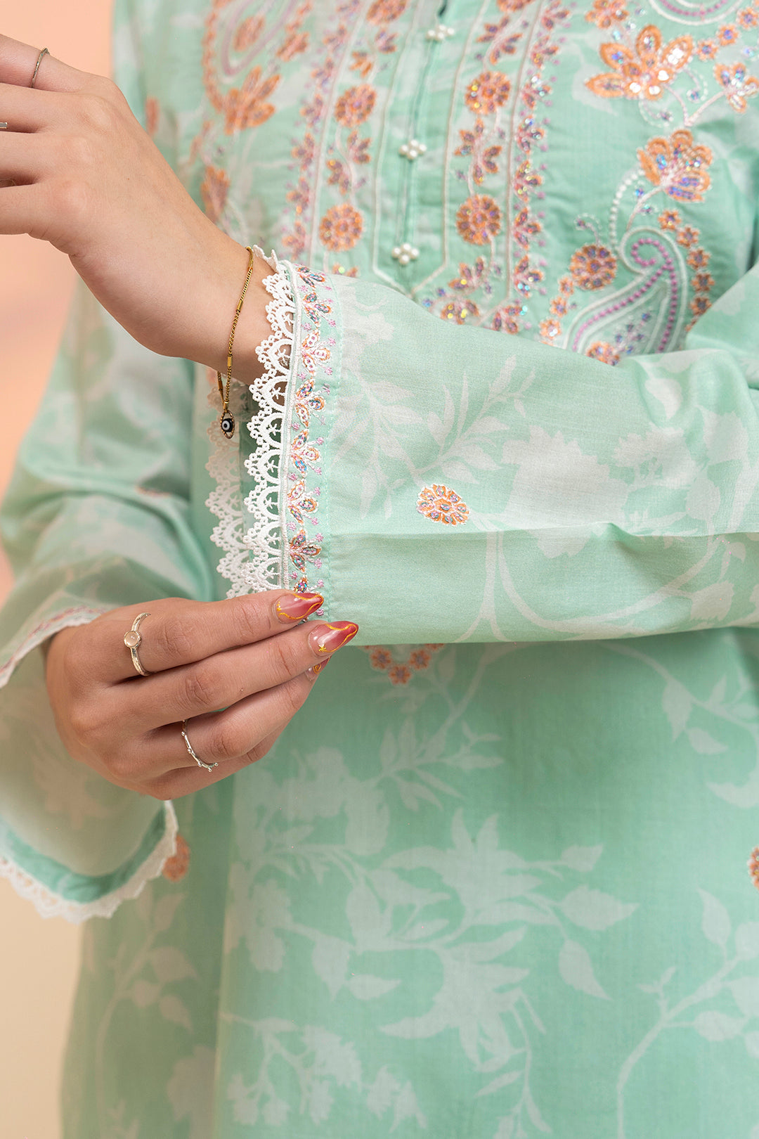 Embroidered Kurta Dupatta Trouser - 1455