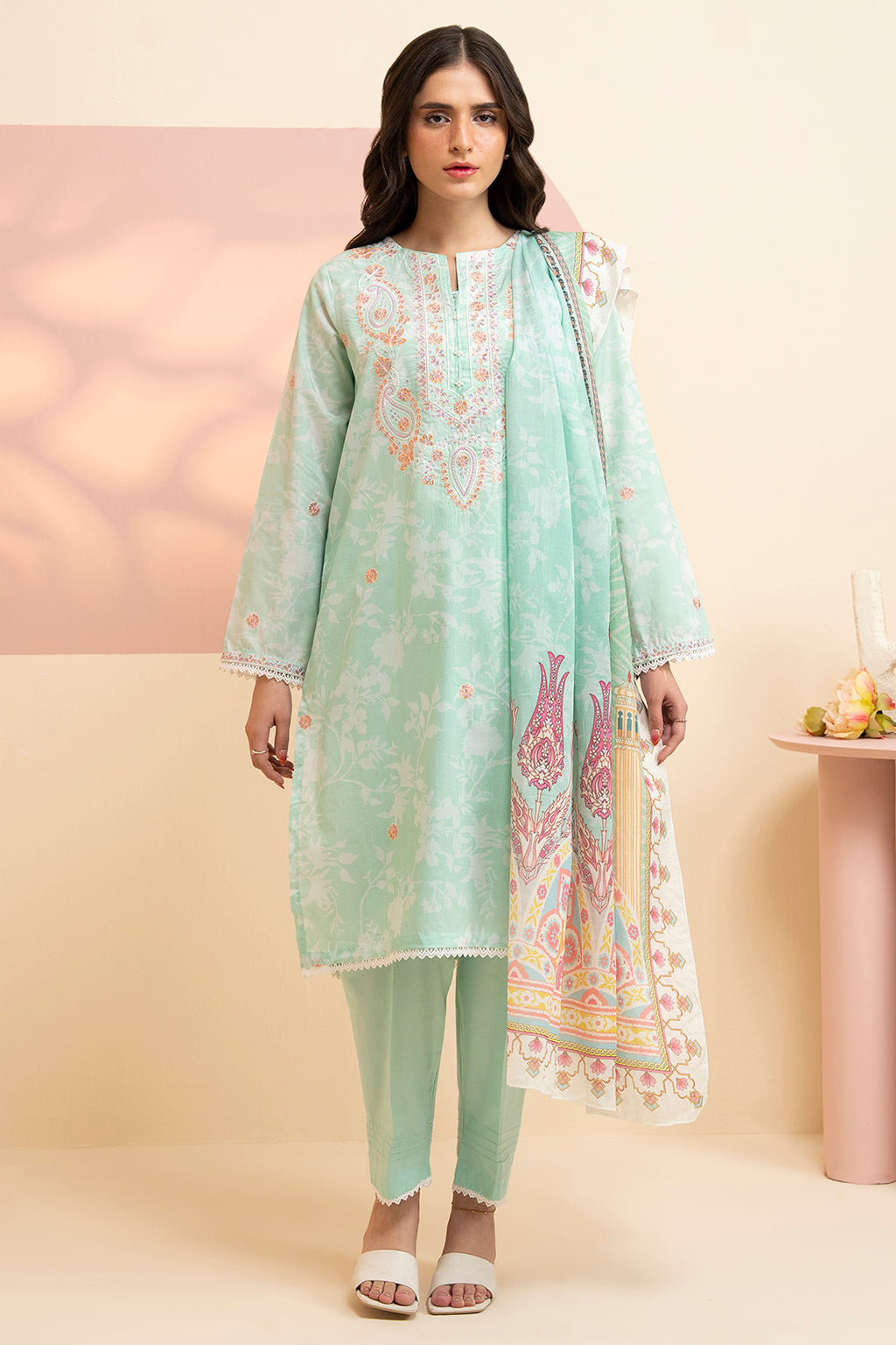 Embroidered Kurta Dupatta Trouser - 1455
