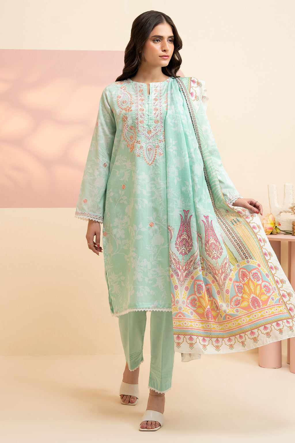Embroidered Kurta Dupatta Trouser - 1455