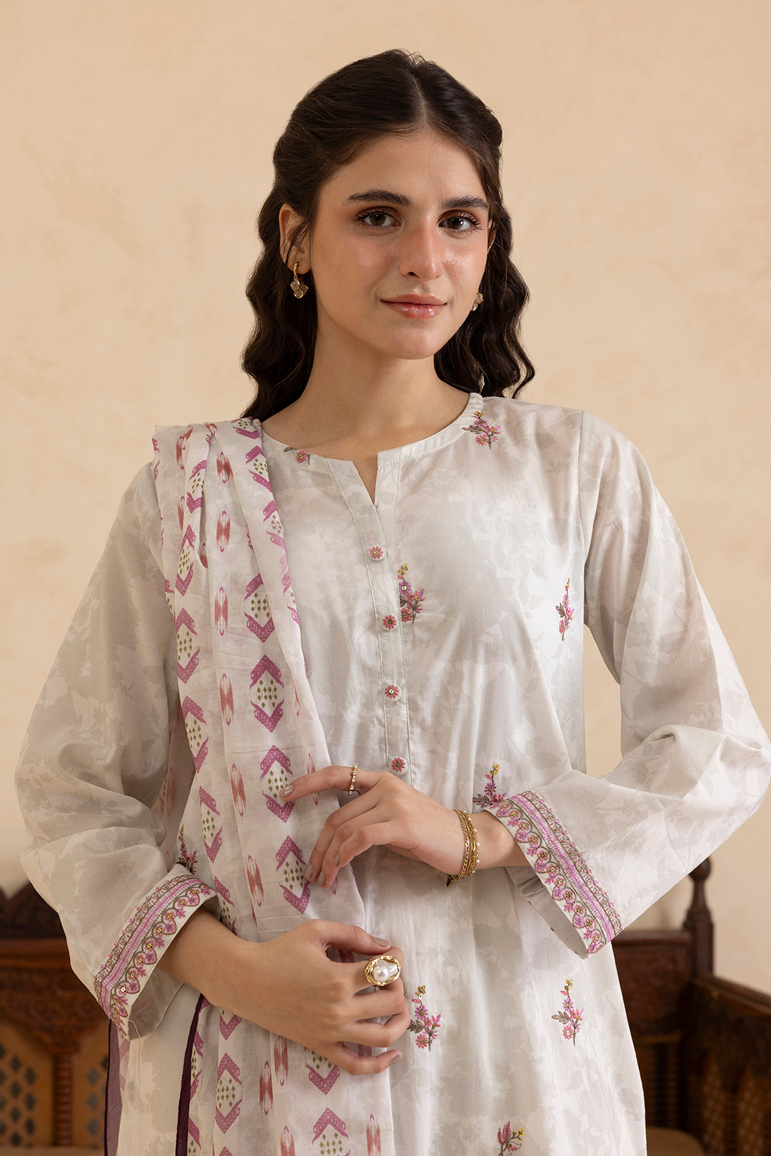 Embroidered Kurta Dupatta Trouser - 1457