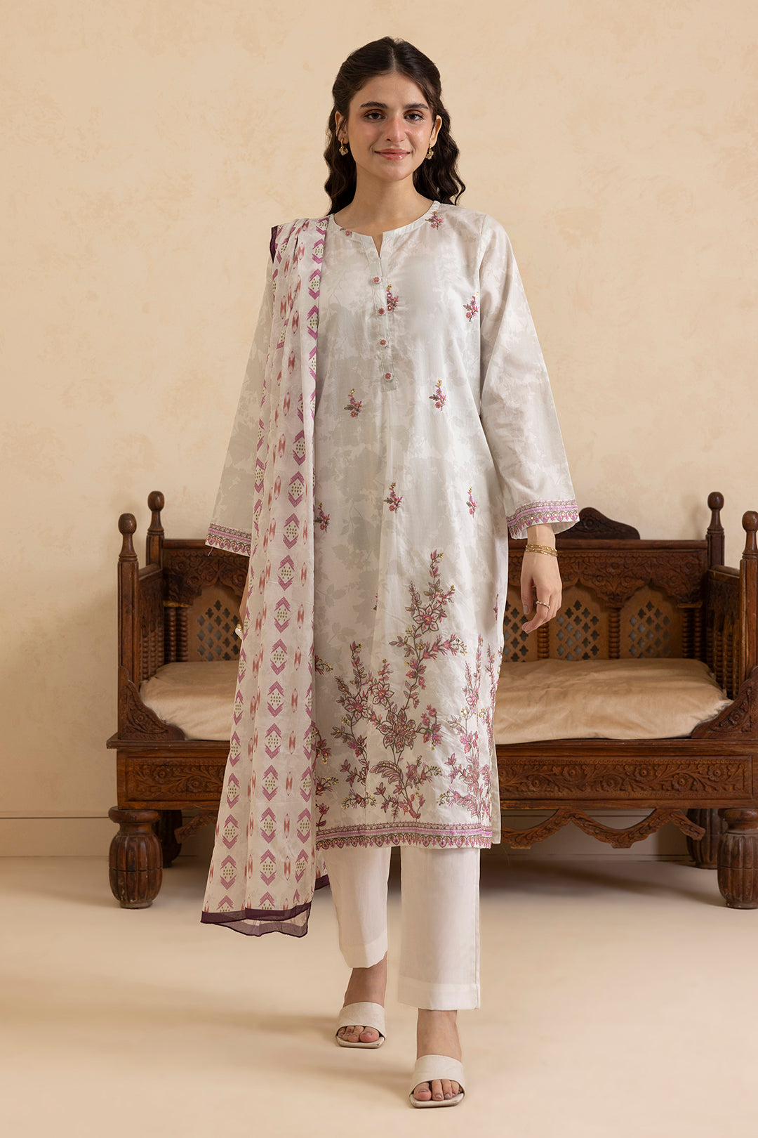 Embroidered Kurta Dupatta Trouser - 1457