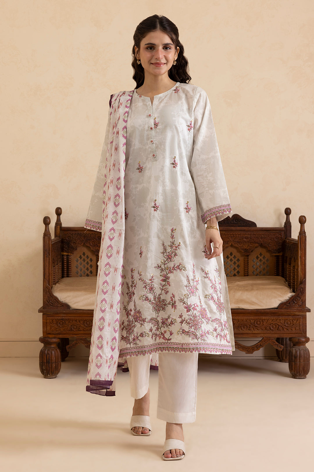 Embroidered Kurta Dupatta Trouser - 1457