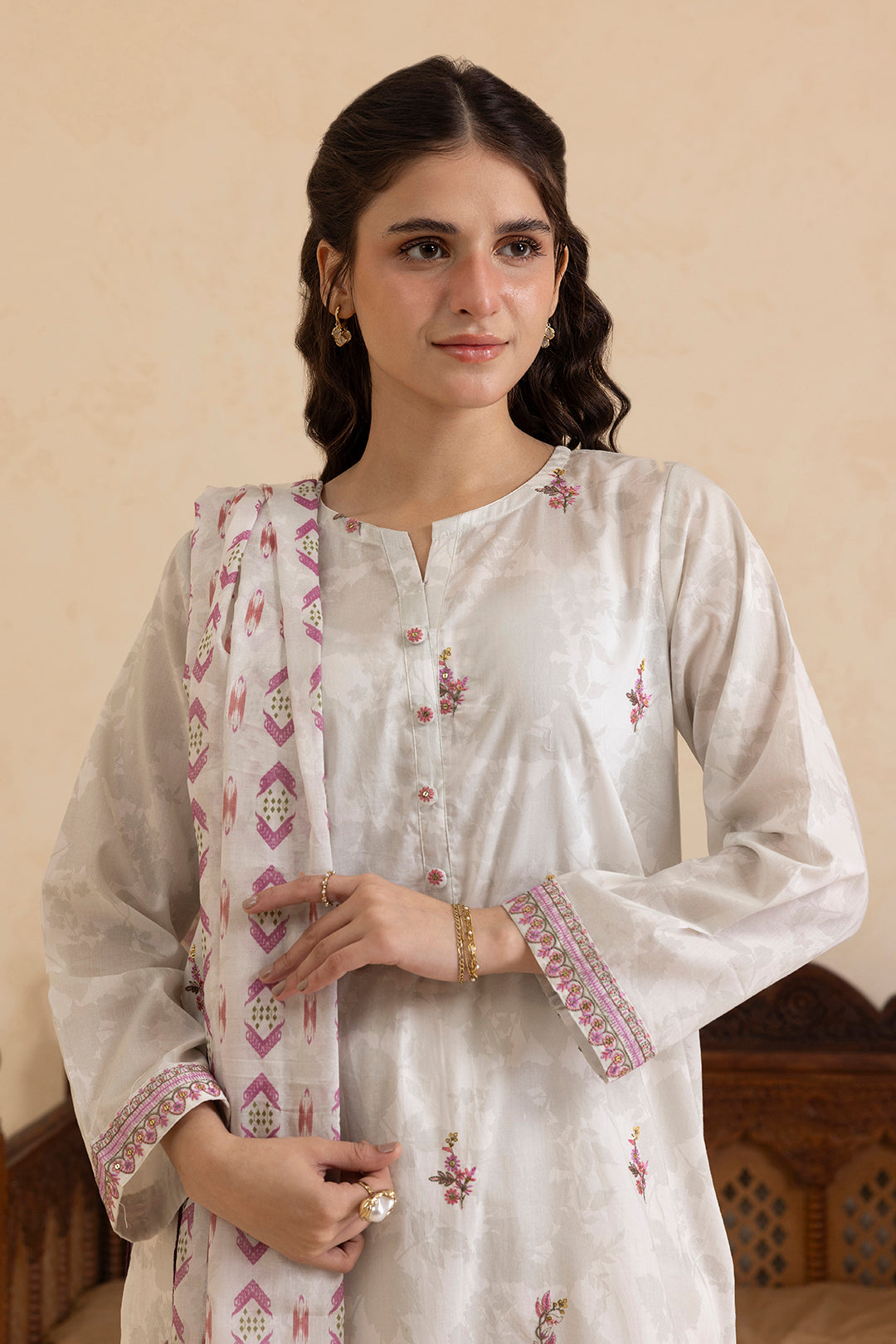 Embroidered Kurta Dupatta Trouser - 1457