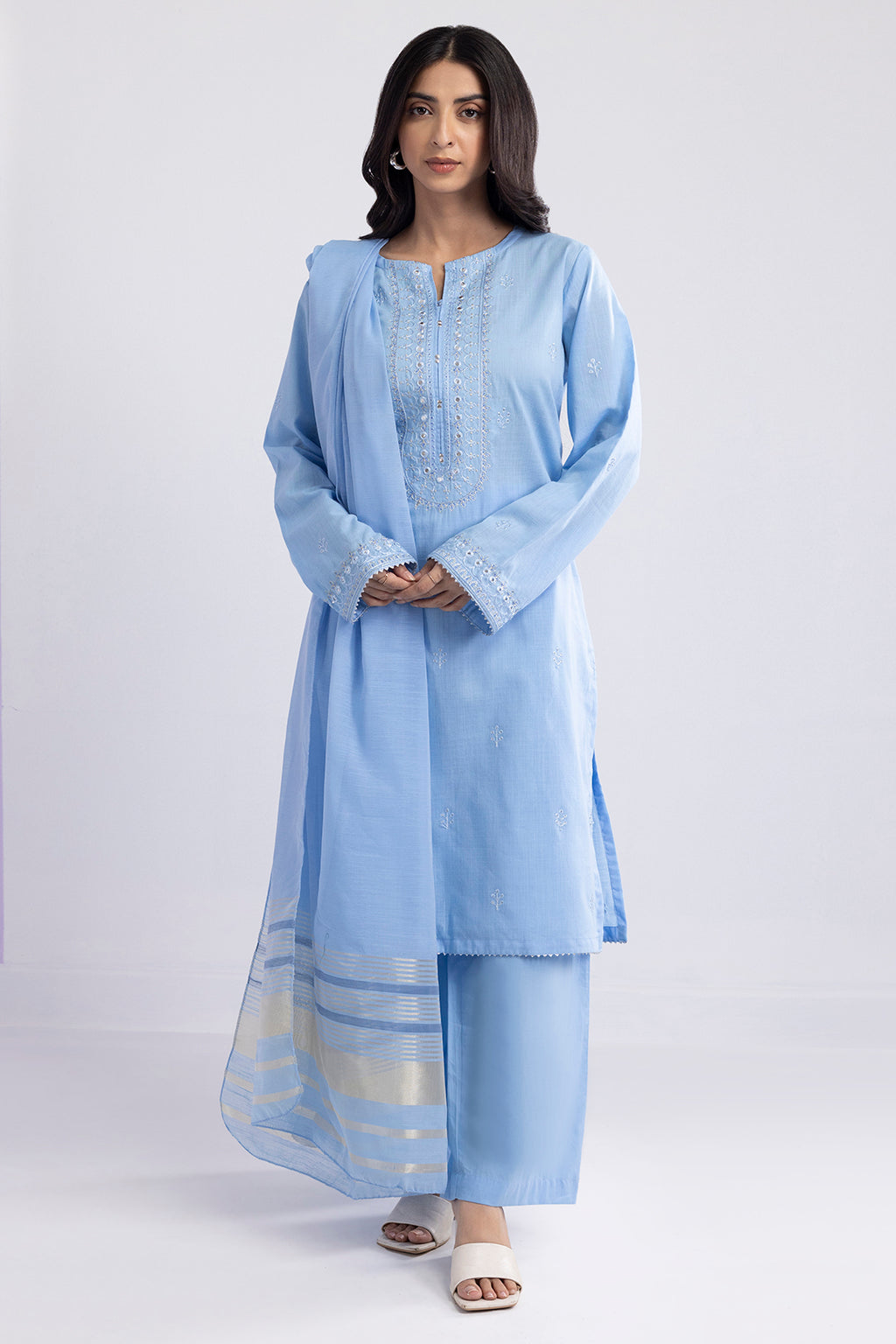 Embroidered Kurta Dupatta Trouser - 1491
