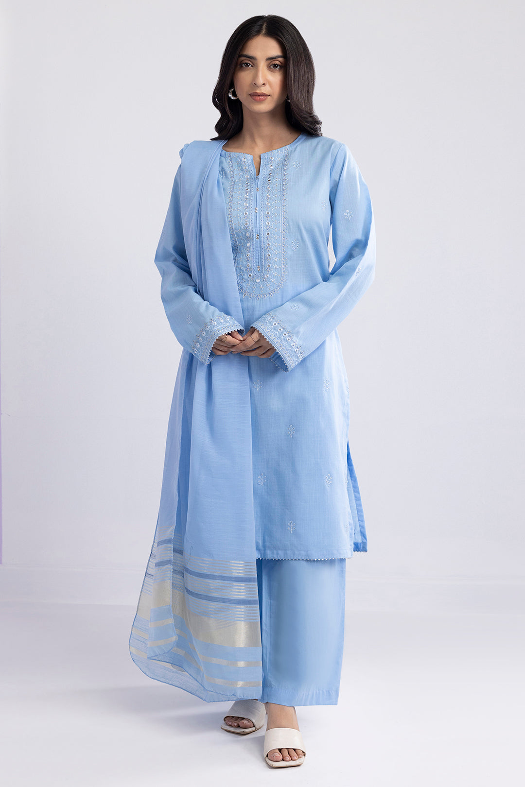 Embroidered Kurta Dupatta Trouser - 1491