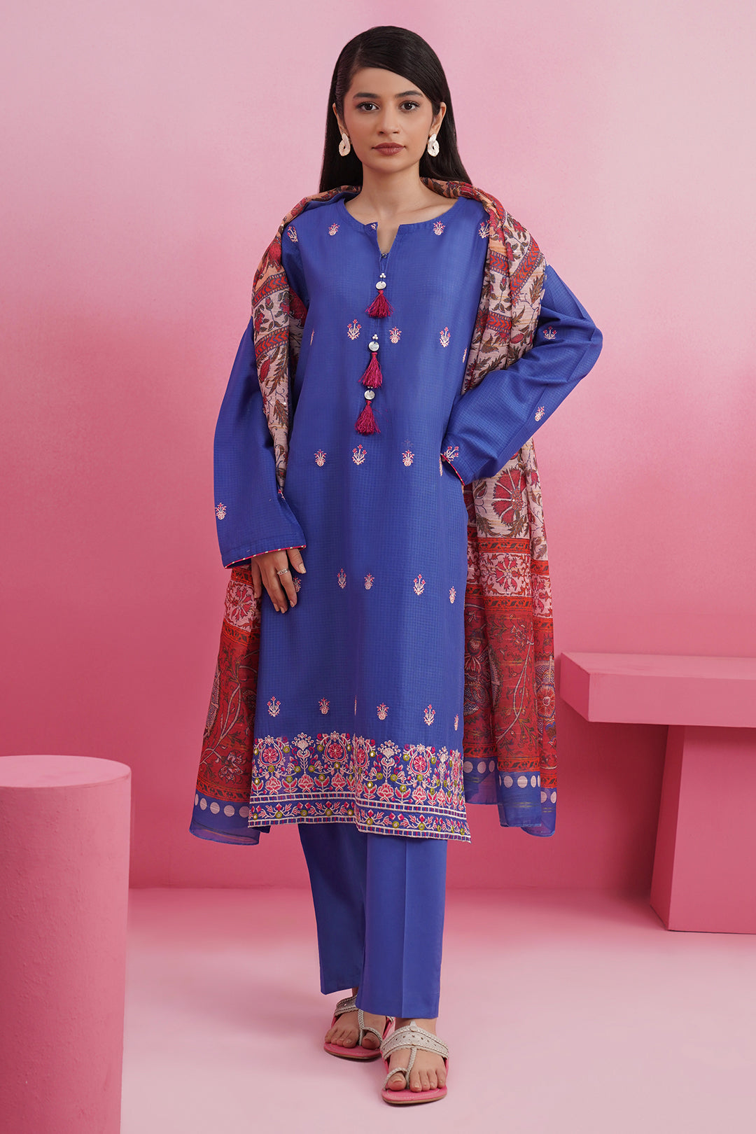 Embroidered Kurta Dupatta Trouser - 1492