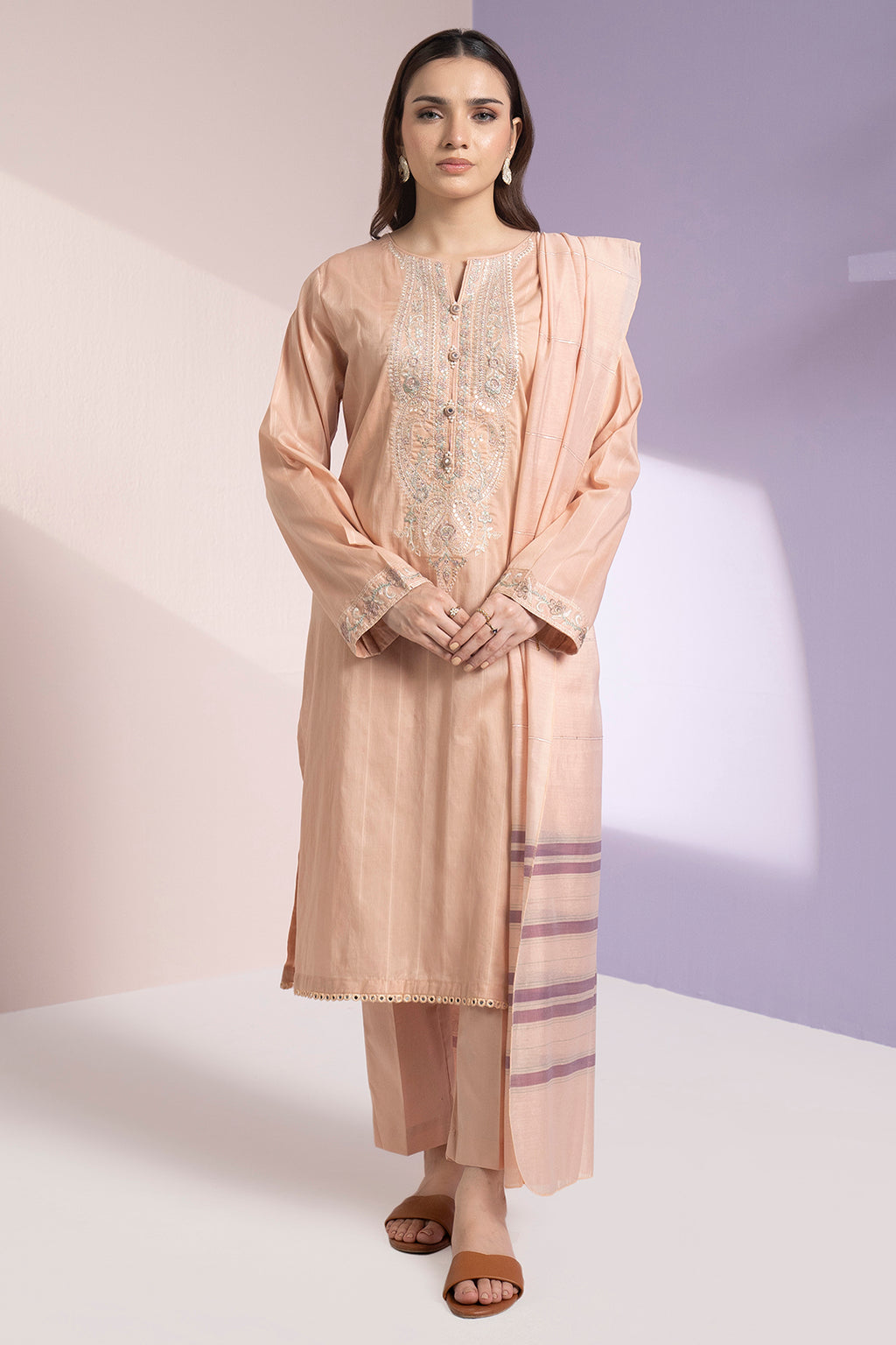 Embroidered Kurta Dupatta Trouser - 1494