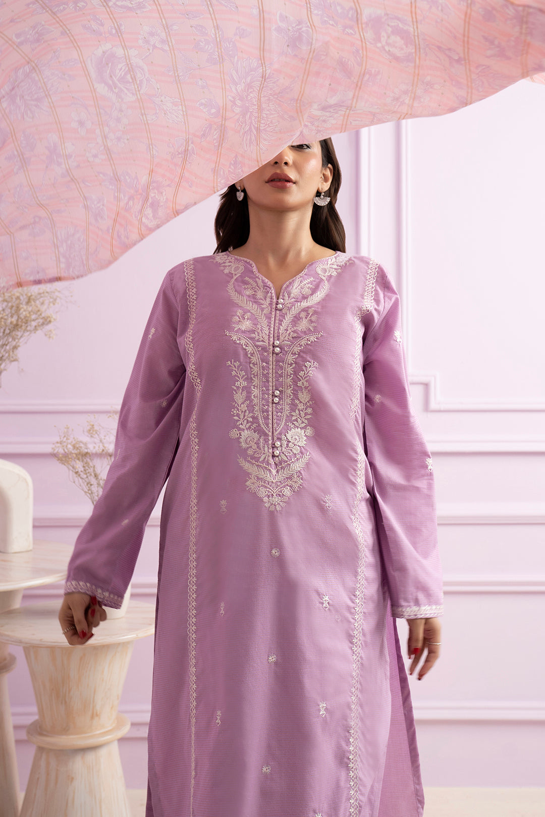Embroidered Kurta Dupatta Trouser - 1495