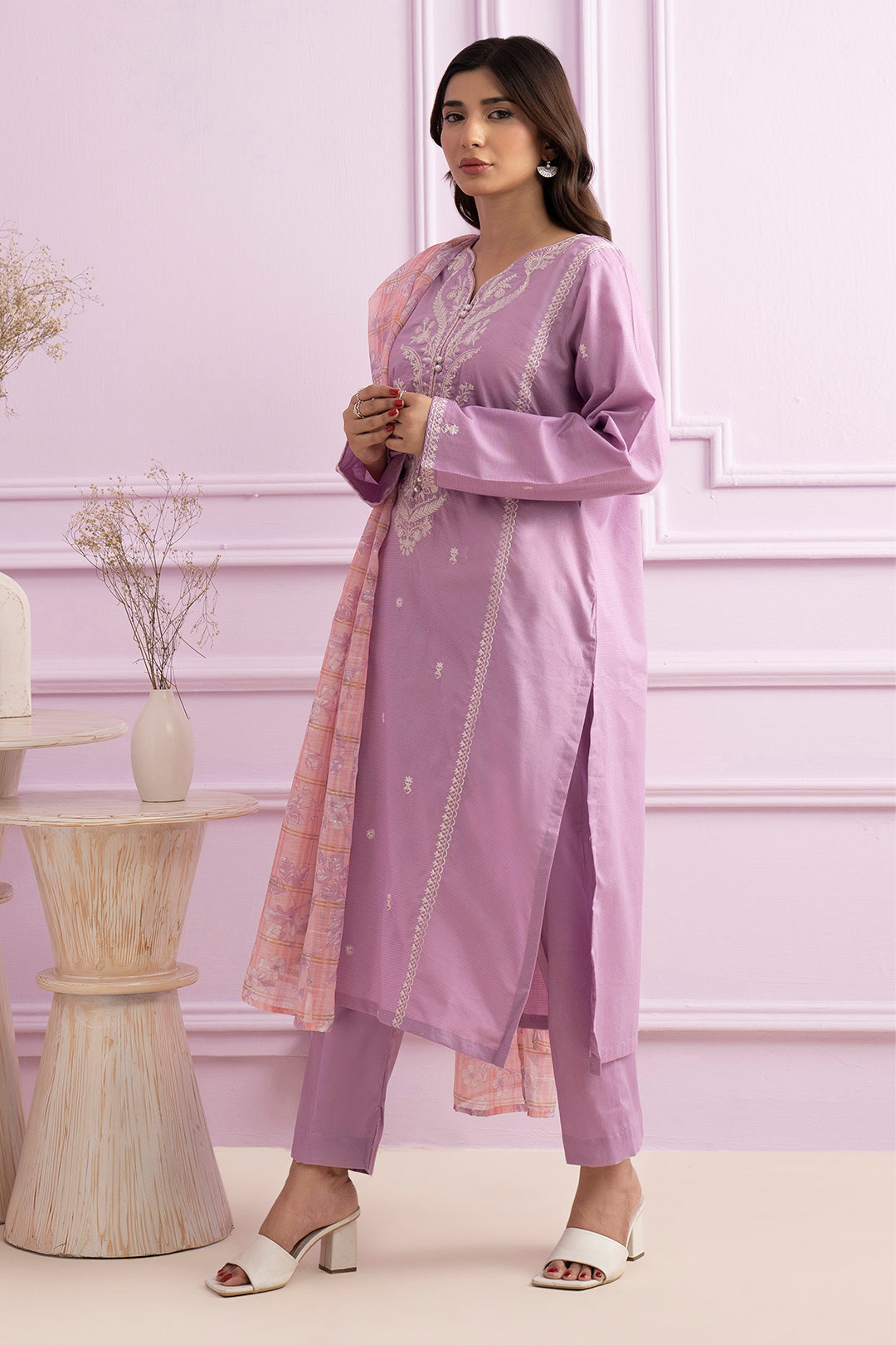 Embroidered Kurta Dupatta Trouser - 1495
