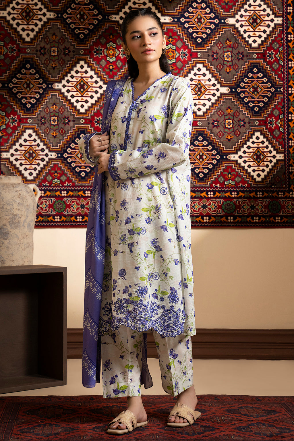 Embroidered Kurta Dupatta Trouser - 1628