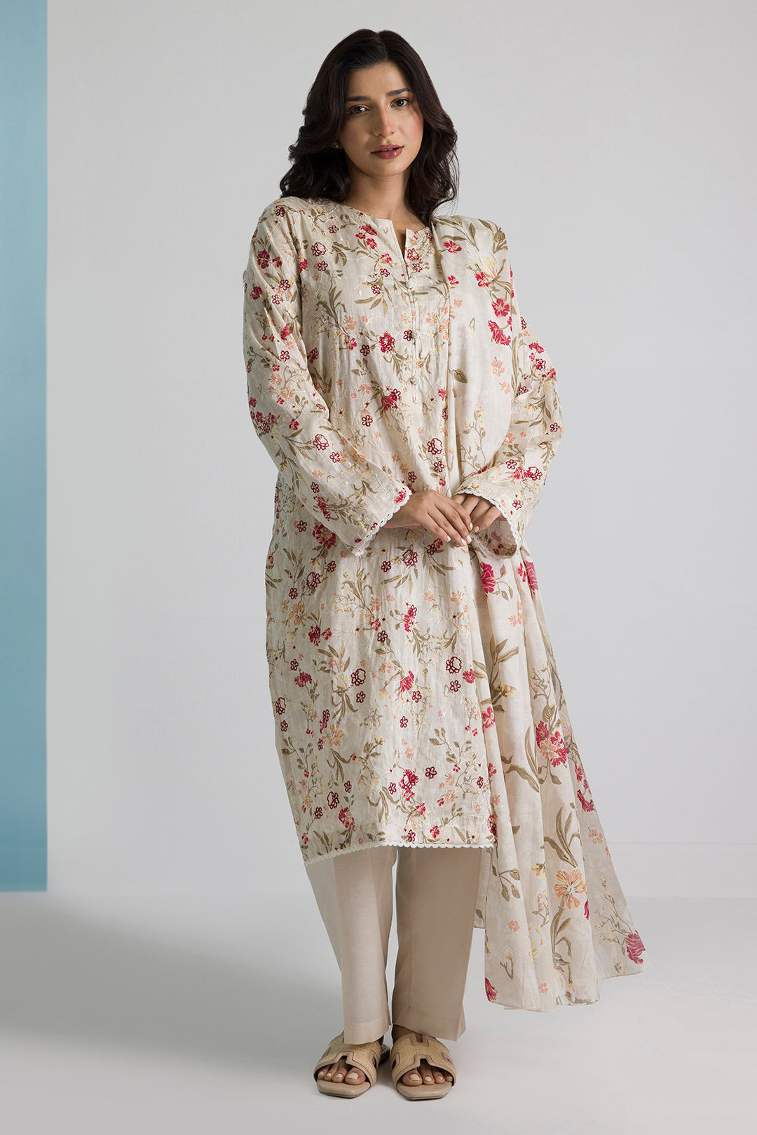 Embroidered Kurta Dupatta Trouser - 1630