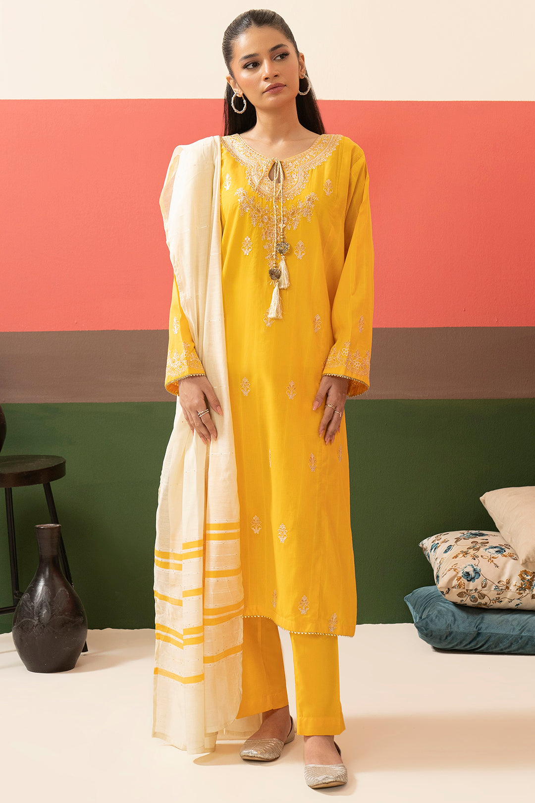 Embroidered Kurta Dupatta Trouser - 1631