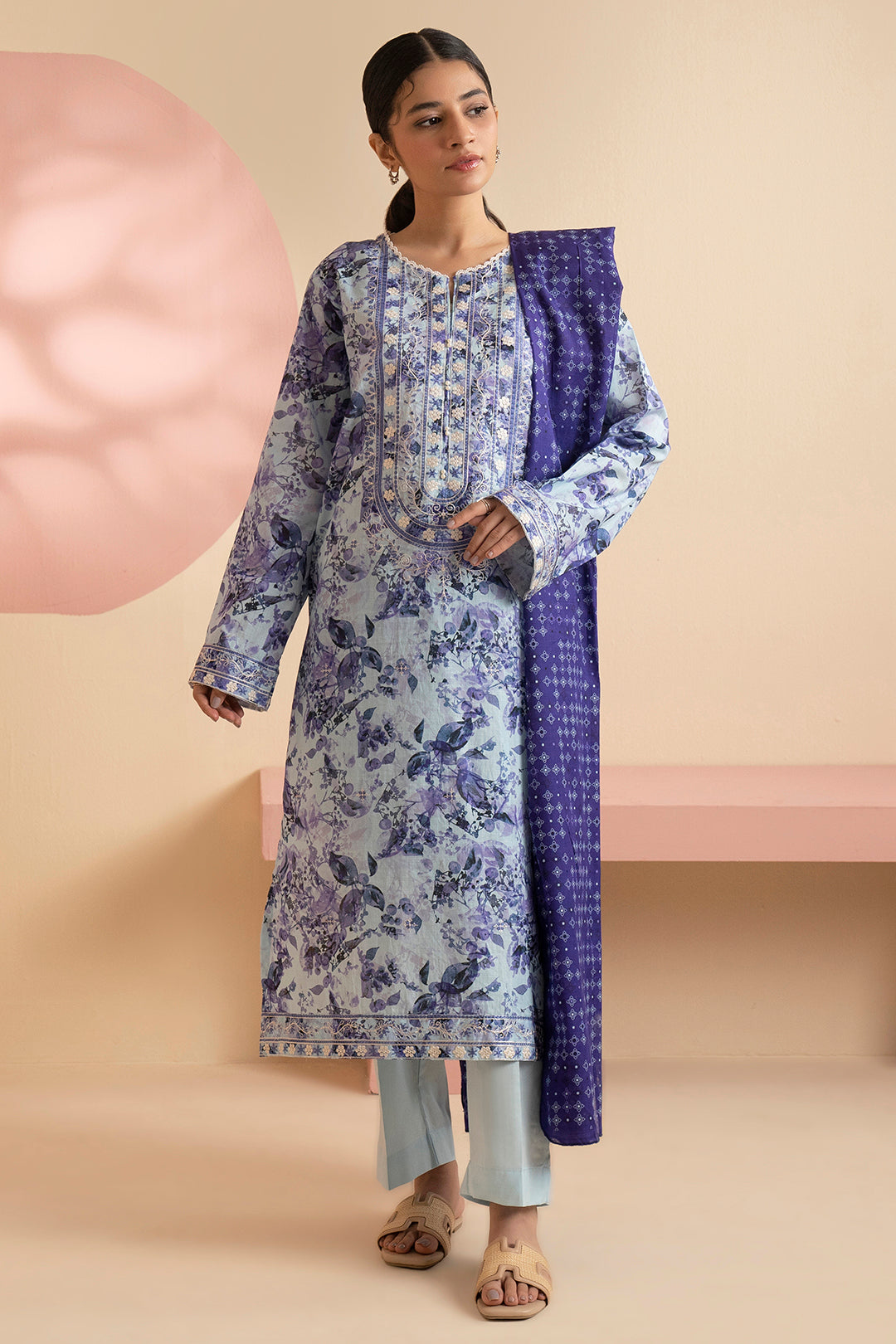 Embroidered Kurta Dupatta Trouser - 1632