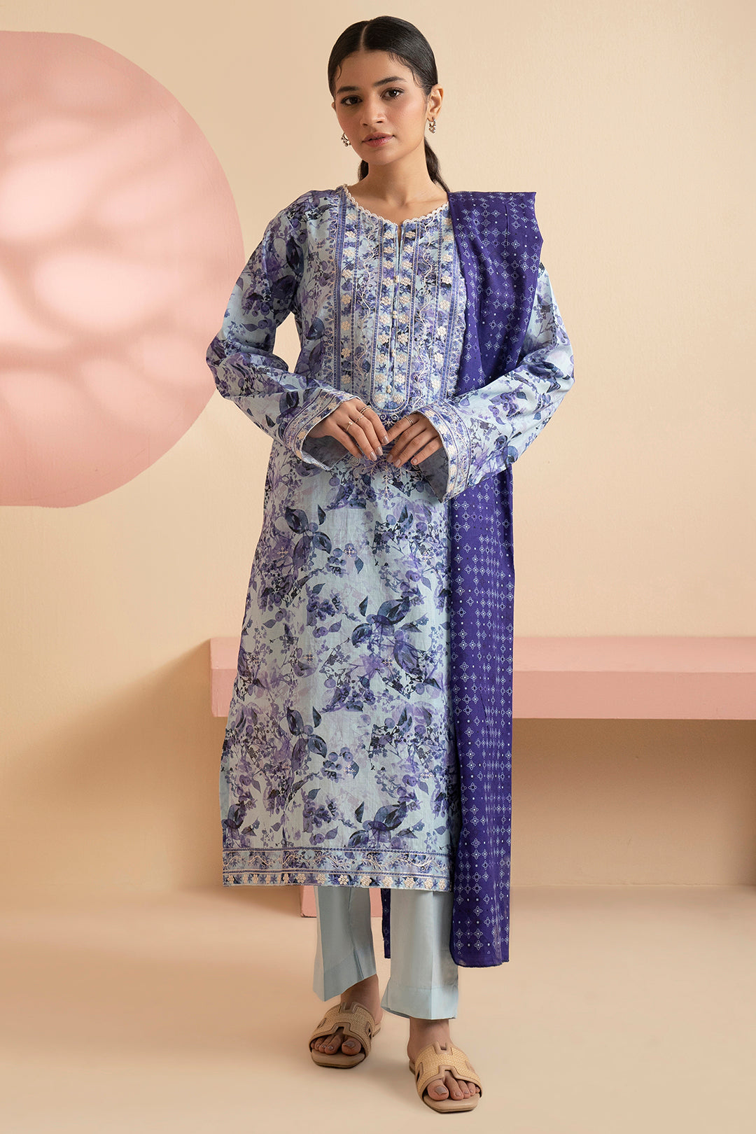 Embroidered Kurta Dupatta Trouser - 1632