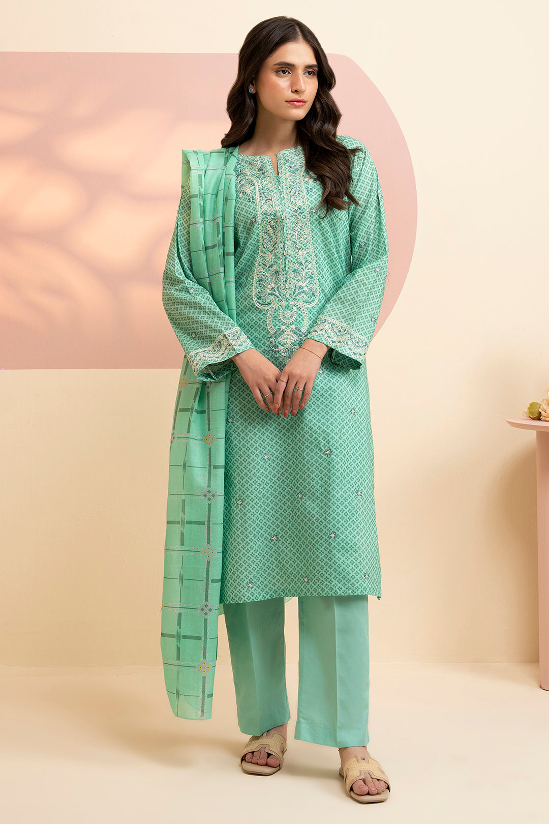 Embroidered Kurta Dupatta Trouser - 1710