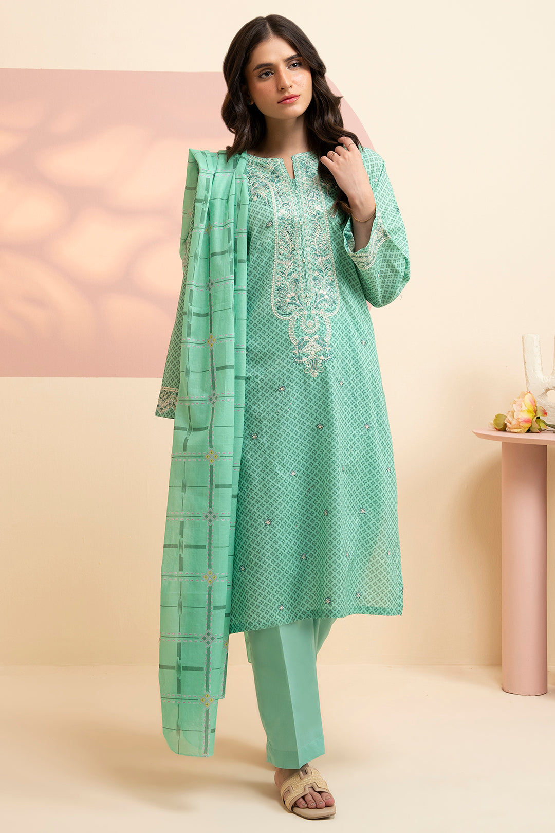 Embroidered Kurta Dupatta Trouser - 1710