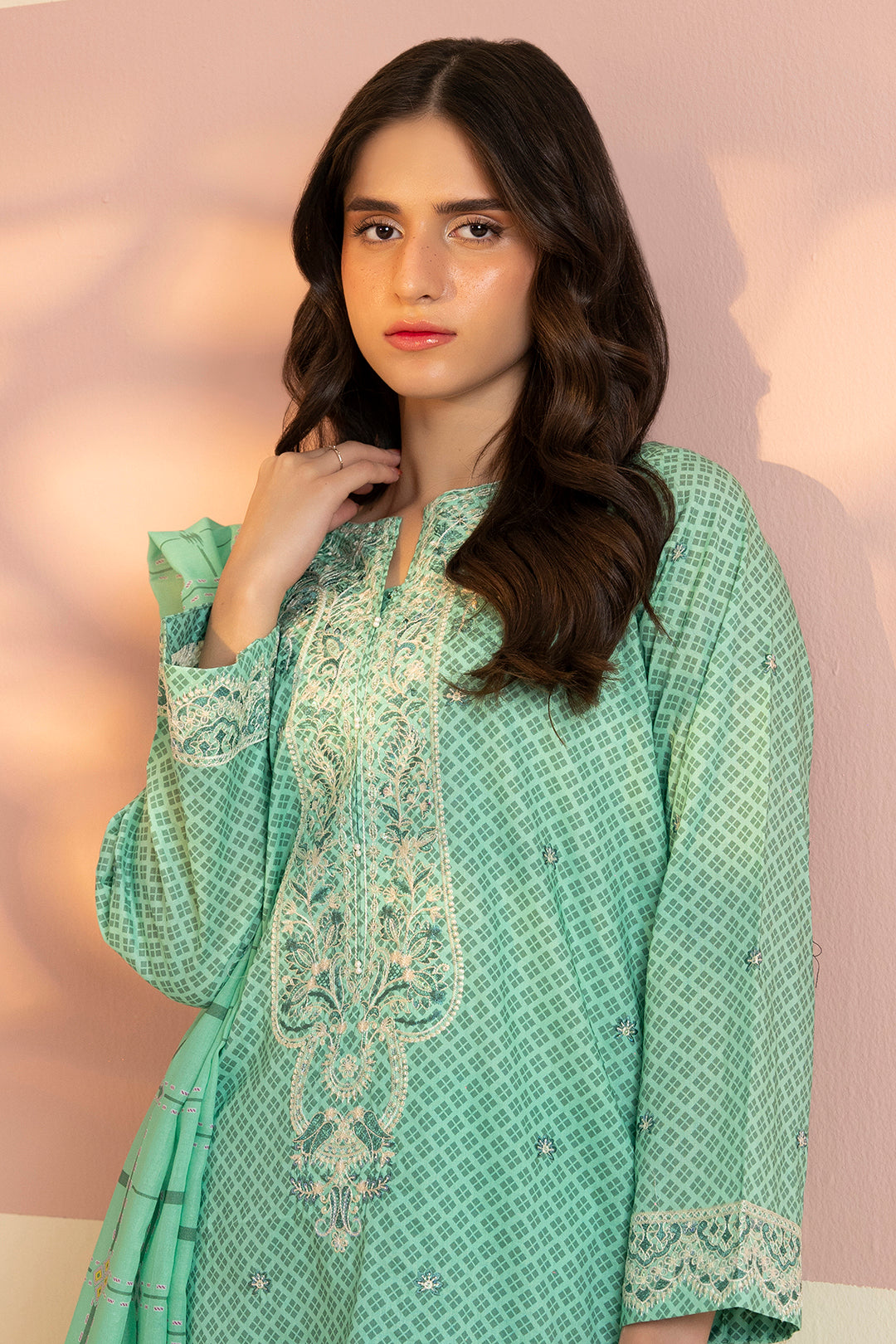 Embroidered Kurta Dupatta Trouser - 1710