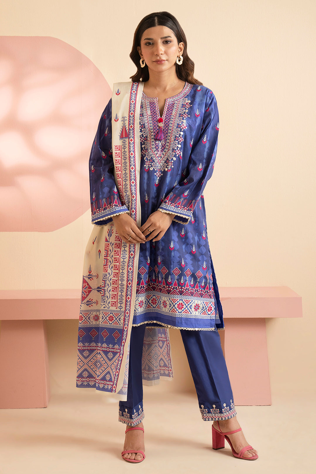Embroidered Kurta Dupatta Trouser - 1715