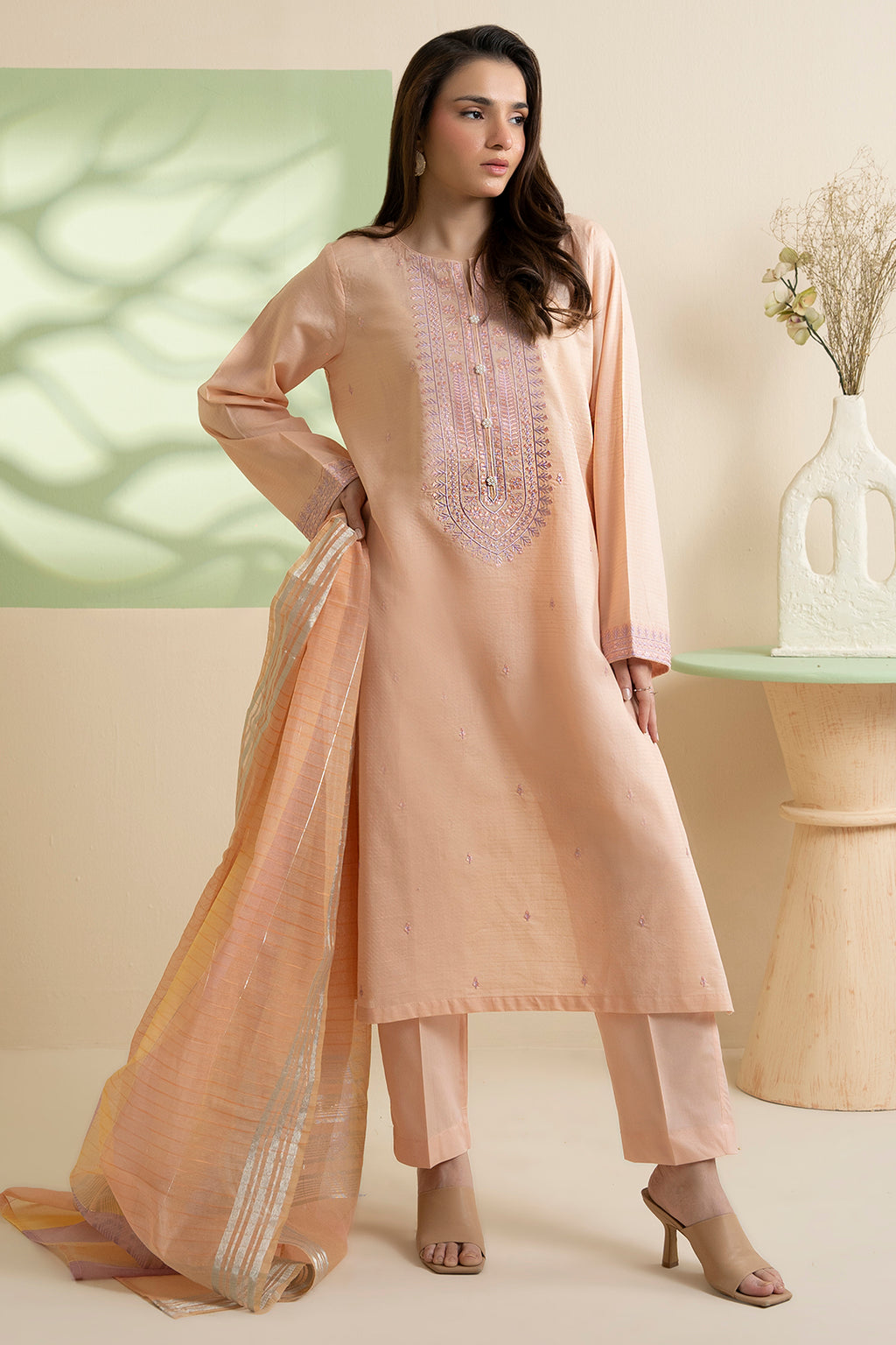 Embroidered Kurta Dupatta Trouser - 1718