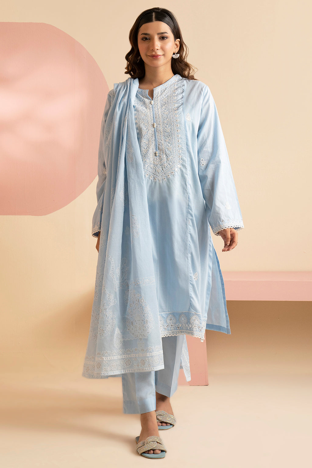 Embroidered Kurta Dupatta Trouser - 1788
