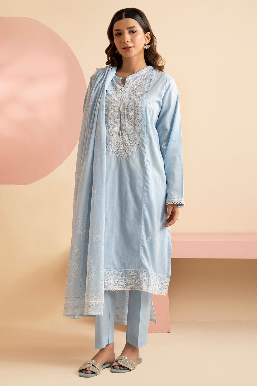 Embroidered Kurta Dupatta Trouser - 1788