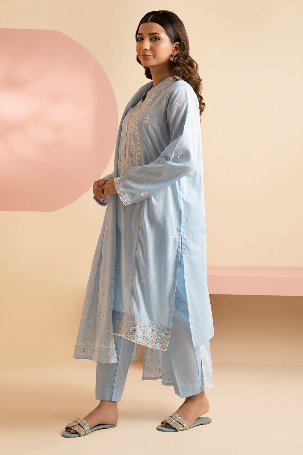 Embroidered Kurta Dupatta Trouser - 1788