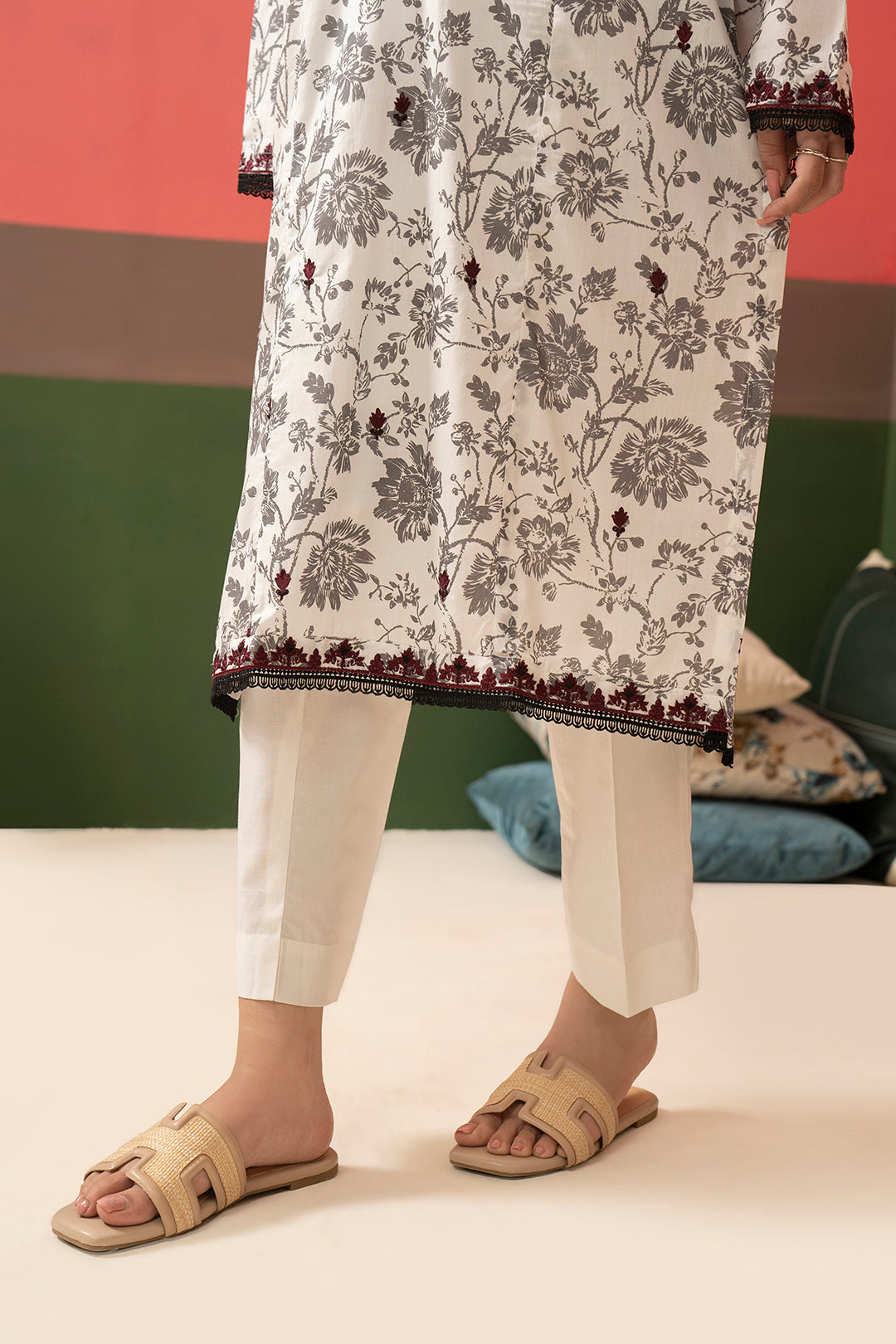 Embroidered Kurta Dupatta Trouser - 1833
