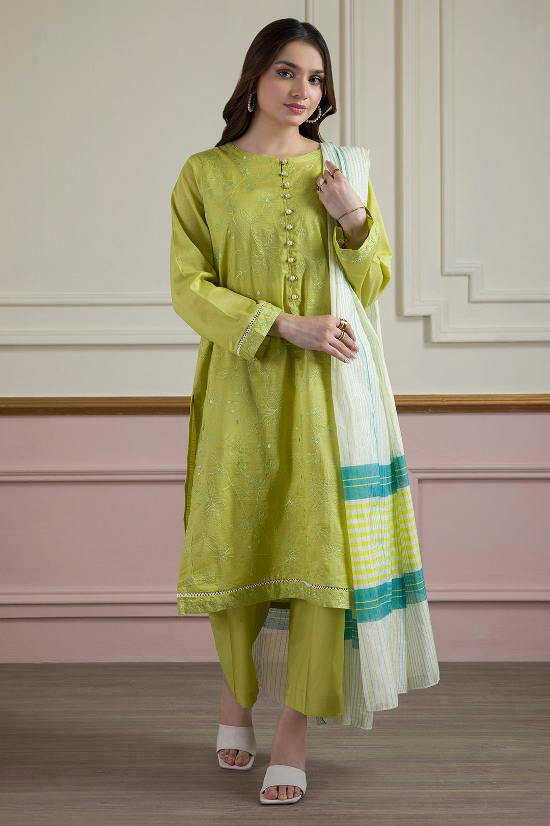 Embroidered Kurta Dupatta Trouser - 1935
